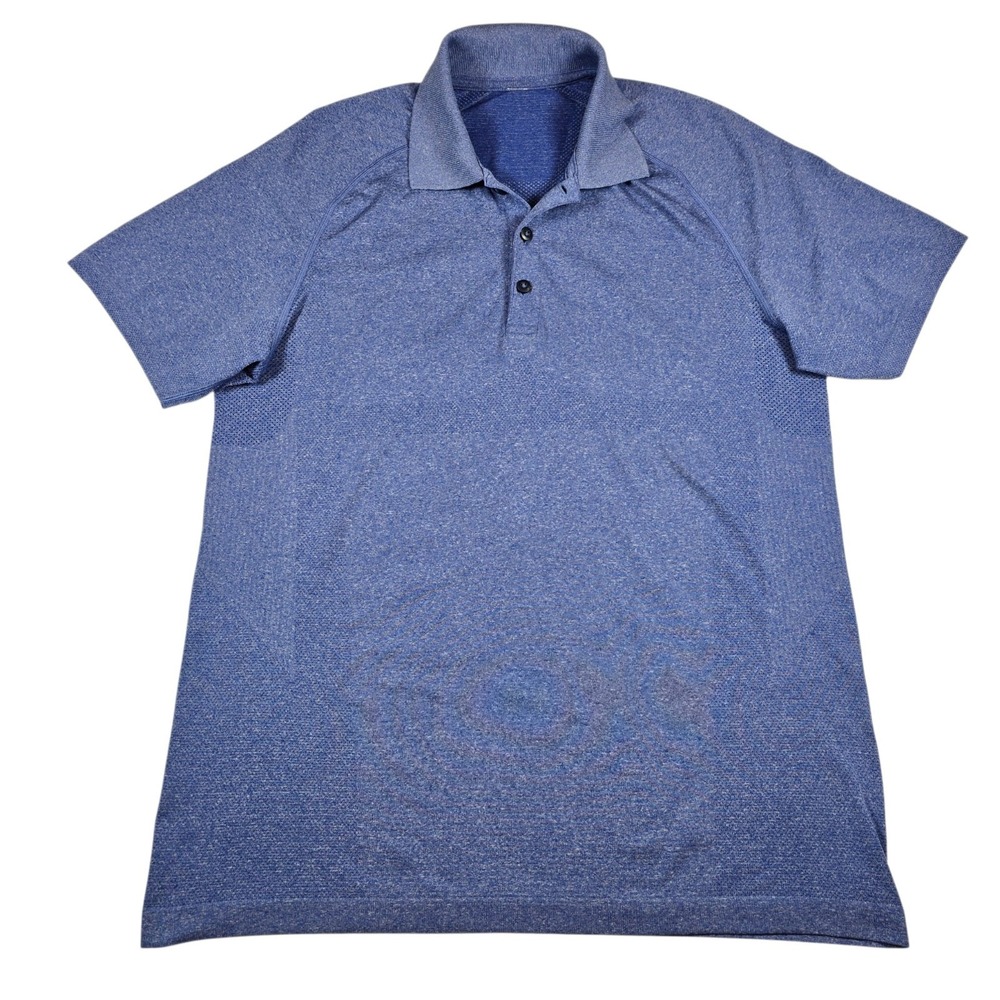 Lululemon Metal Vent Tech Heather Blue Athletic Stretch Golf Polo Shirt Men's M